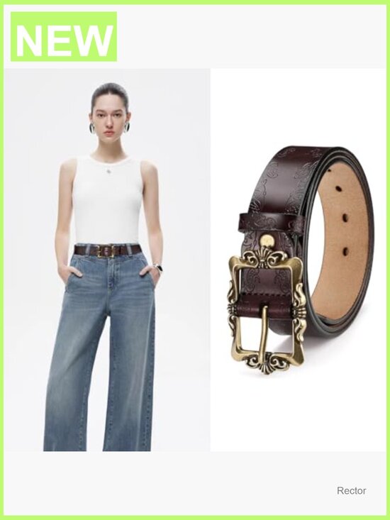 Genuine Leather Belt with Pin Buckle for Jeans Dresses main image 4